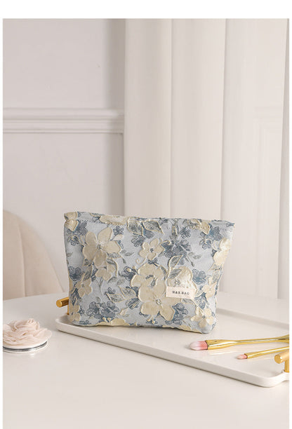 Purple Floral Jacquard Cosmetic Bag