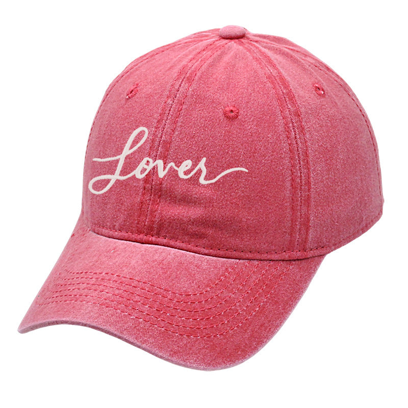 Letter Embroidered Washed Simple Baseball Caps