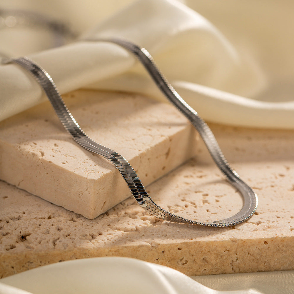 Herringbone Chain Flat Snake Chain Necklace