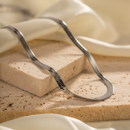 Herringbone Chain Flat Snake Chain Necklace