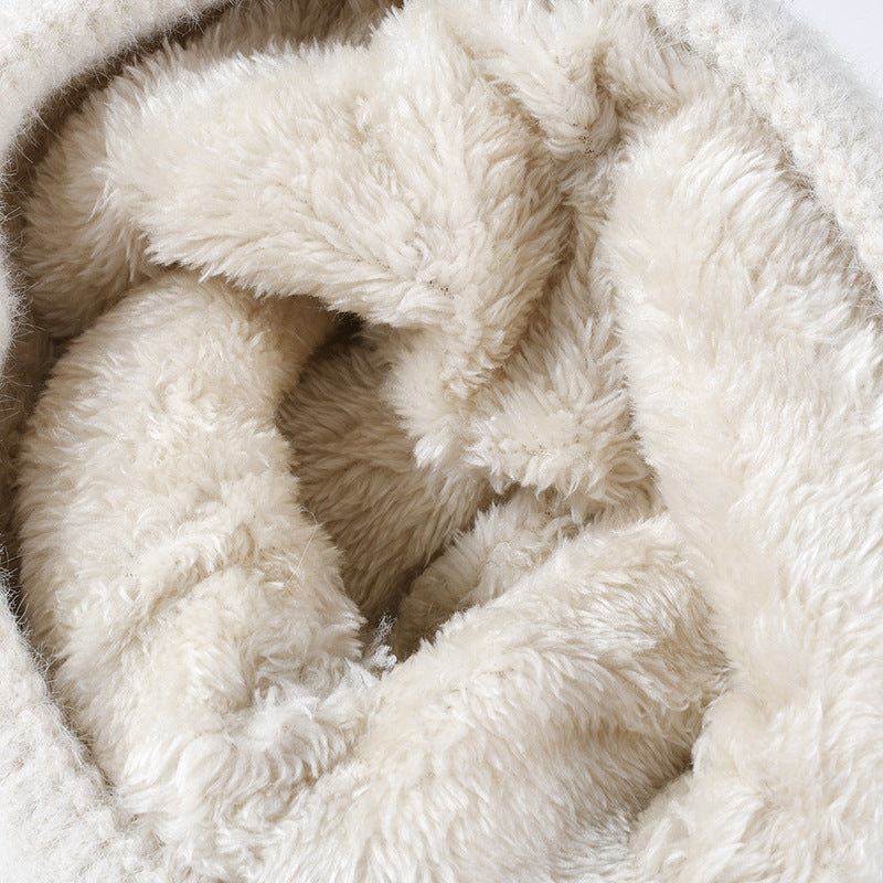 Cute Bow Embroidery Pom Pom Thicken Beanie