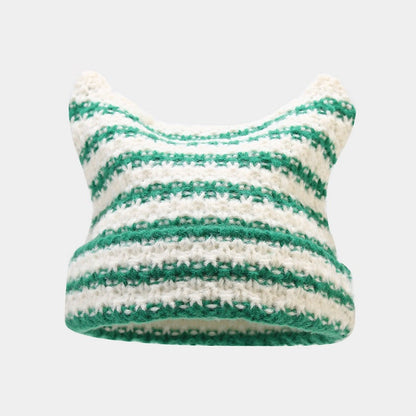 Stripe Cute Contrast Color Knit Beabie