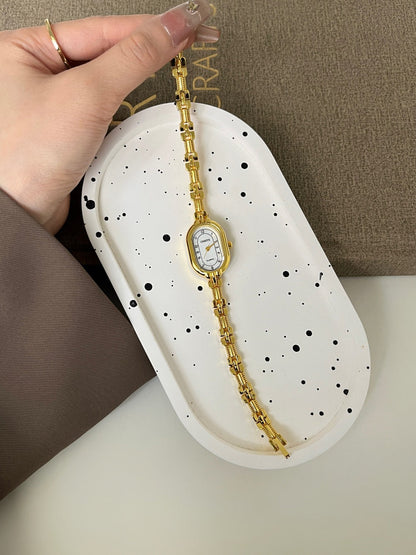 Vintage Gold Oval Bracelet Quartz Watch