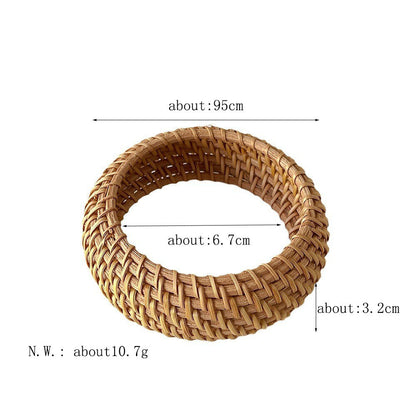 Vintage Straw Braided Round Bracelets
