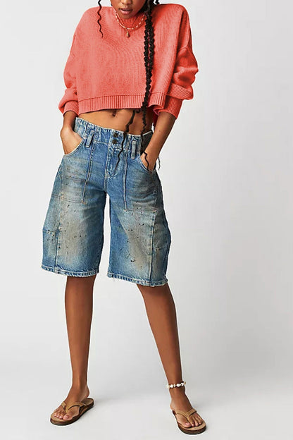 Solid Color Round Neck Simple Sweater