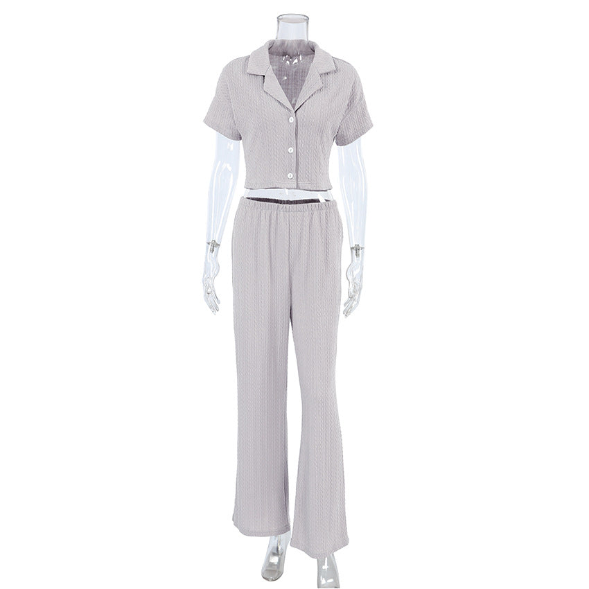 Simple Knit Solid Color Sleepwear Sets