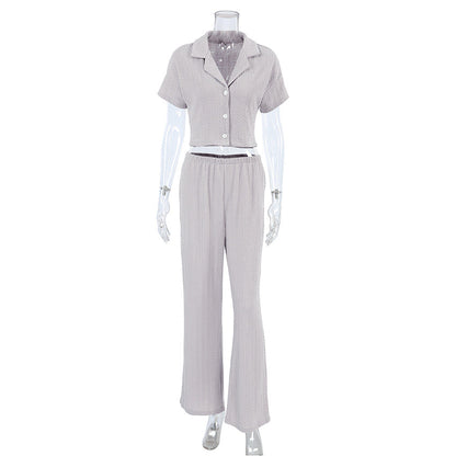 Simple Knit Solid Color Sleepwear Sets