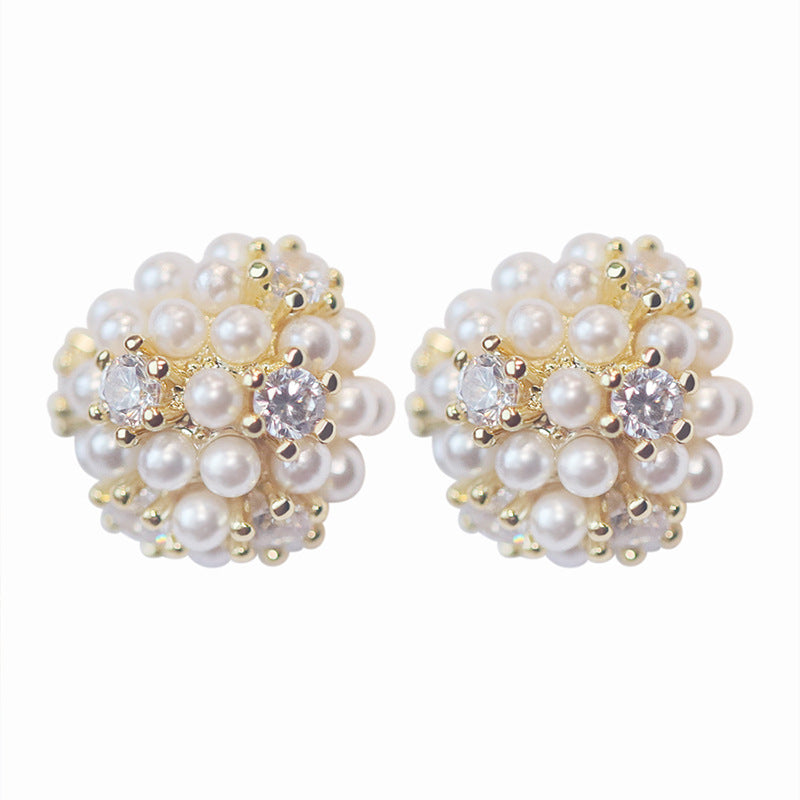 Delicate Rhinestone Pearl Simple Stud Earrings