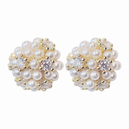 Delicate Rhinestone Pearl Simple Stud Earrings