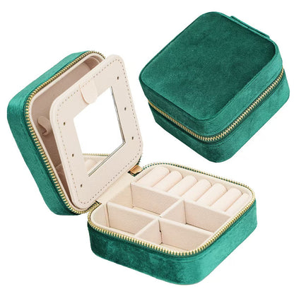 Plushed Simple Solid Color Zipper Jewelry Case