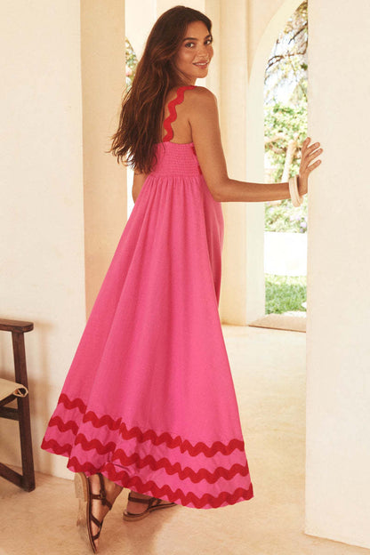 Print Color Block Sleeveless Long Dress