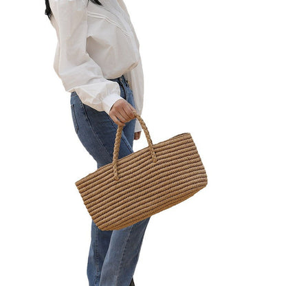 Large Capacity Woven Simple Beach Handbag