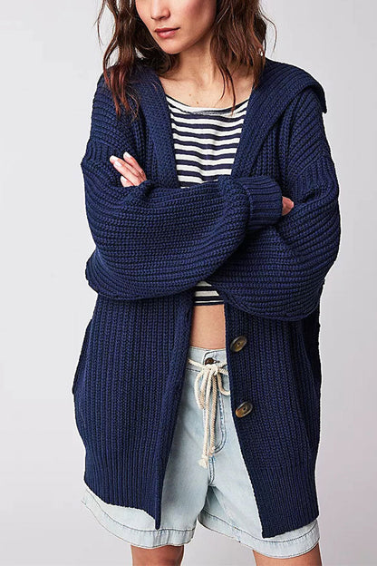 Lapel Loose Button Sweater Cardigan