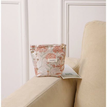 Cute Flower Textured Embroidery Makeup Bag