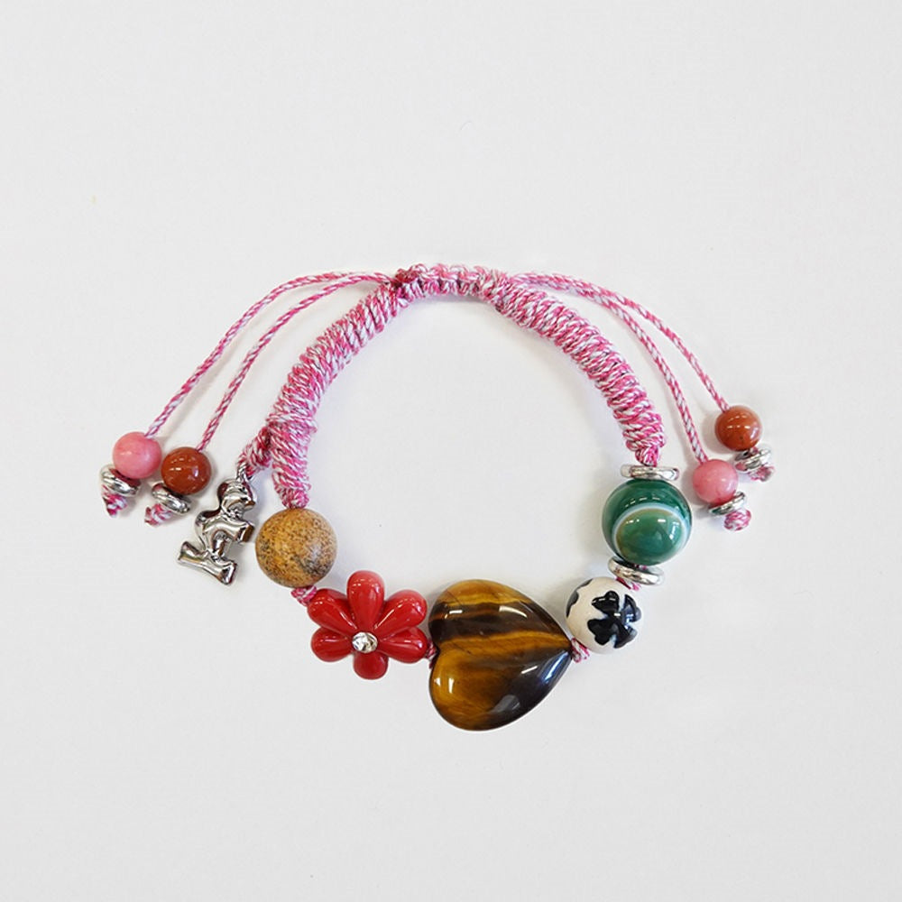 Cute Heart Braided Cord Beaded Bracelet