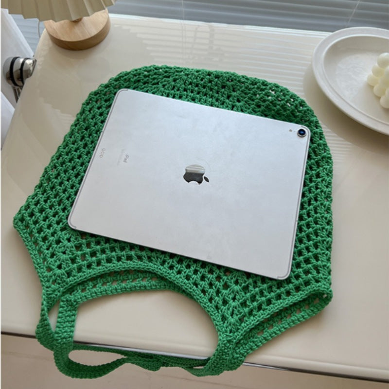 Solid Color Hollow Out Simple Beach Shoulder Bag