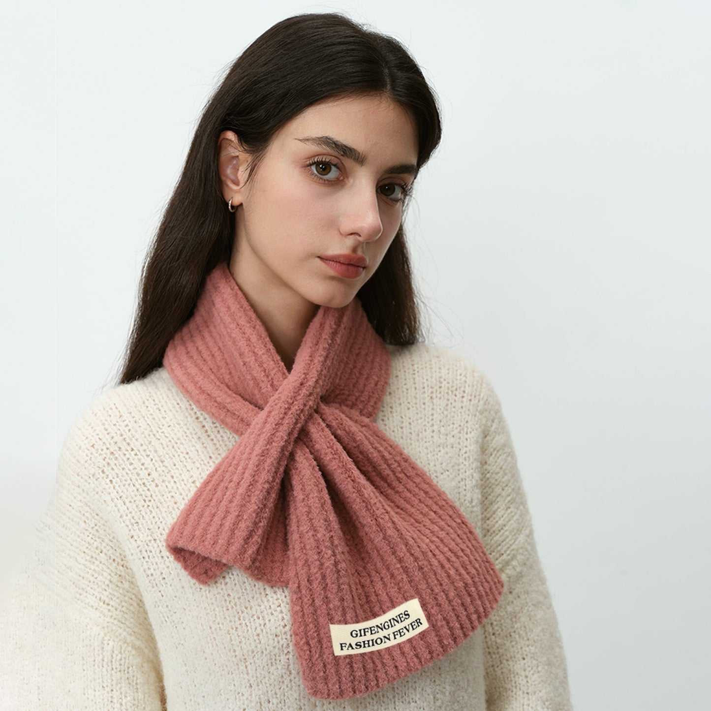 Solid Color Sweet Cross Short Knit Scarves