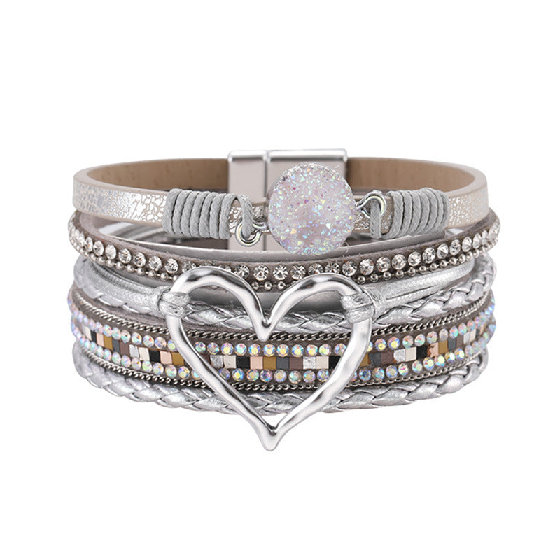 Rhinestone Bohemian Layered Love Bracelet
