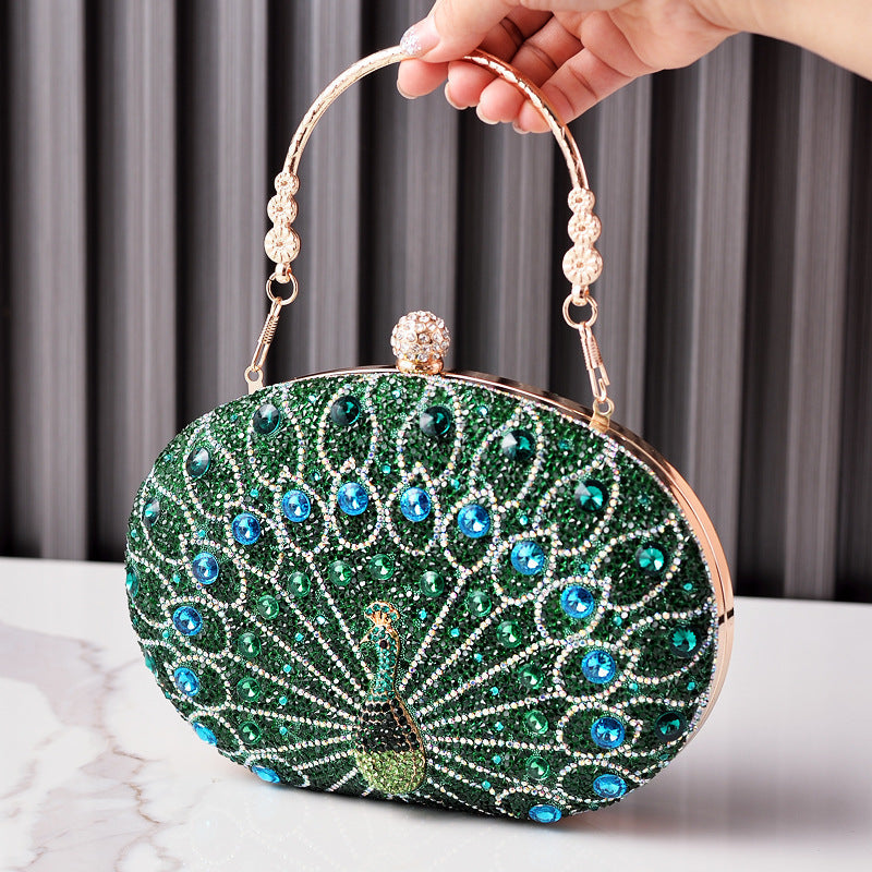 Peacock Rhinestone Elegant Party Evening Handbag