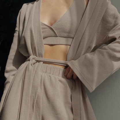 3PCS Waffle Solid Color Homewear Sets