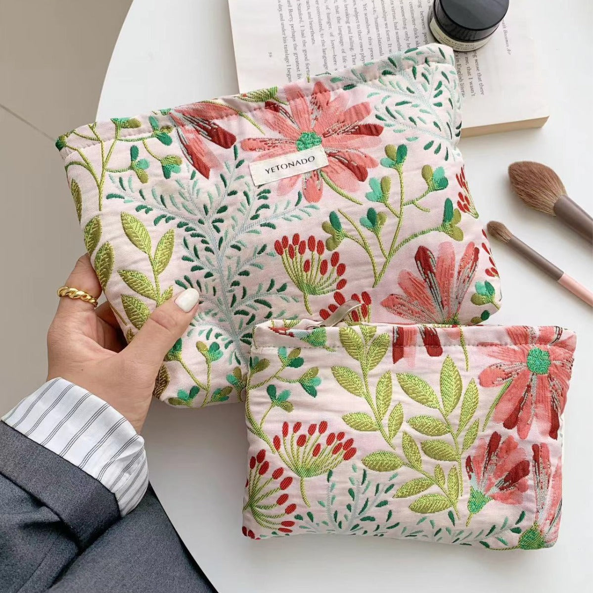 Colorful Large Capacity Flower Print Makeup Bag