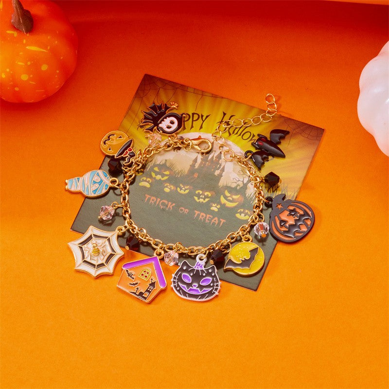 Cute Pumpkin Ghost Halloween Charm Bracelet