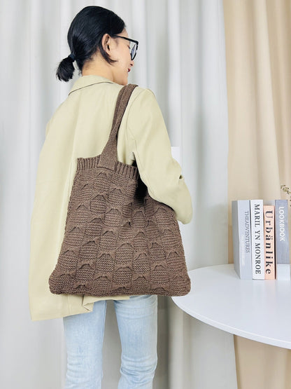 Solid Color large Cpacity Knit Shoulder Tote Bag