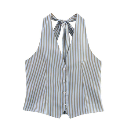 Striped Halter Vest Top Loose Pants Sets