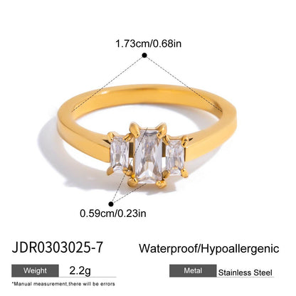 Luxury Gold Plated Geometric Zircon Ring