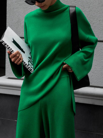 High Collar Irregular Knit Sets