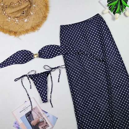 Polka Dot Strapless Bikini Maxi Cover