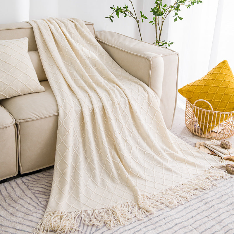 Soft Knitted Woven Tassel Throw Blanket