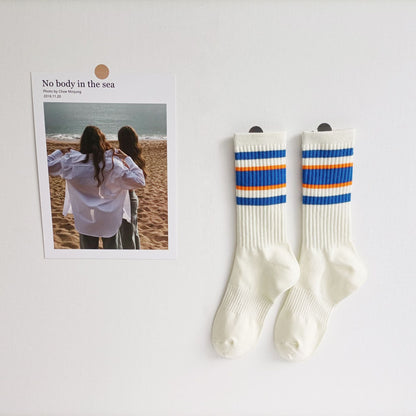 Striped Color Block Caual Socks