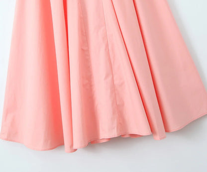 Casual Solid Color Pleated Halte Maxi Dress