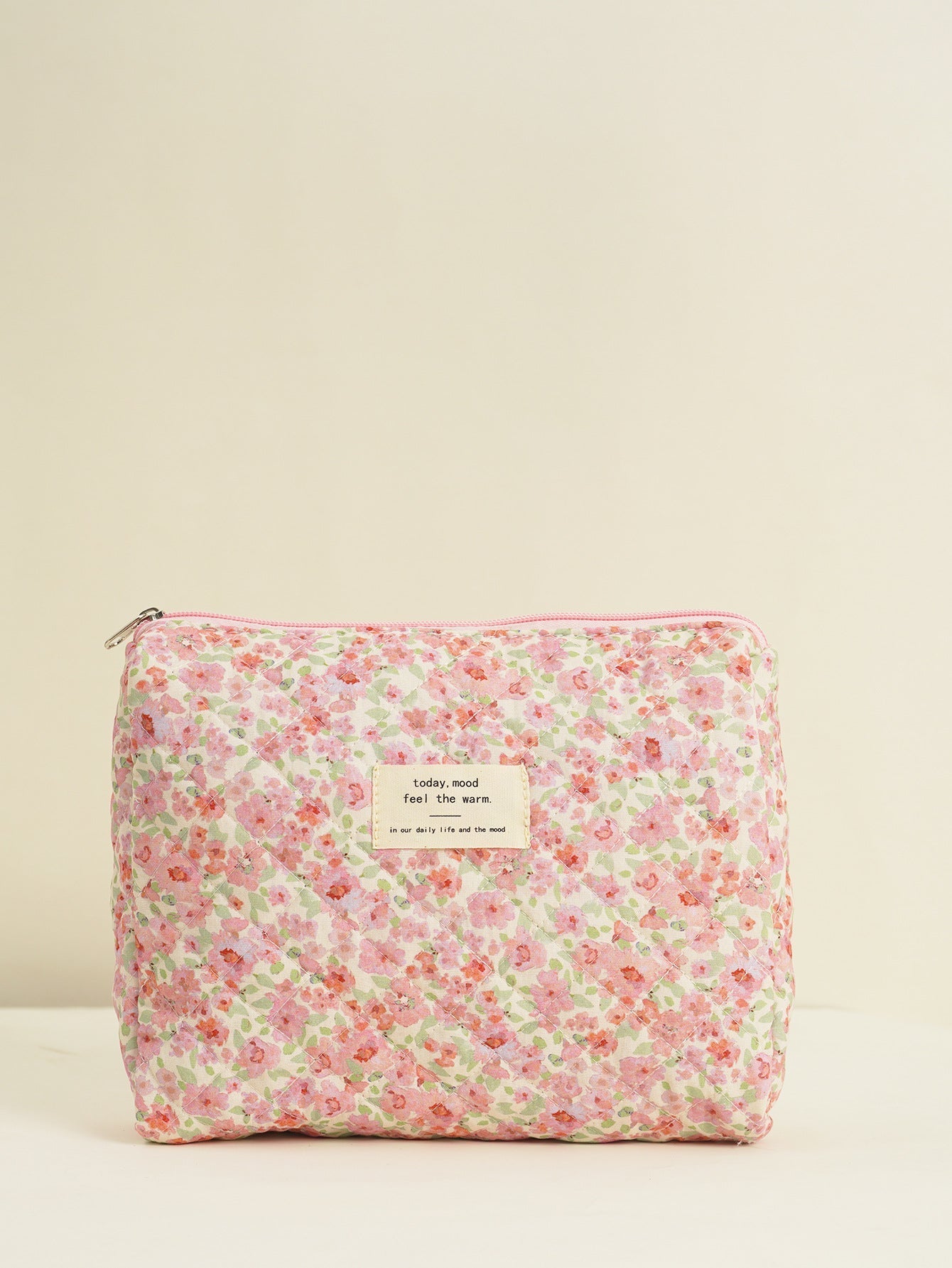 Cute Flower Printed Quilted Cosmetic Bag