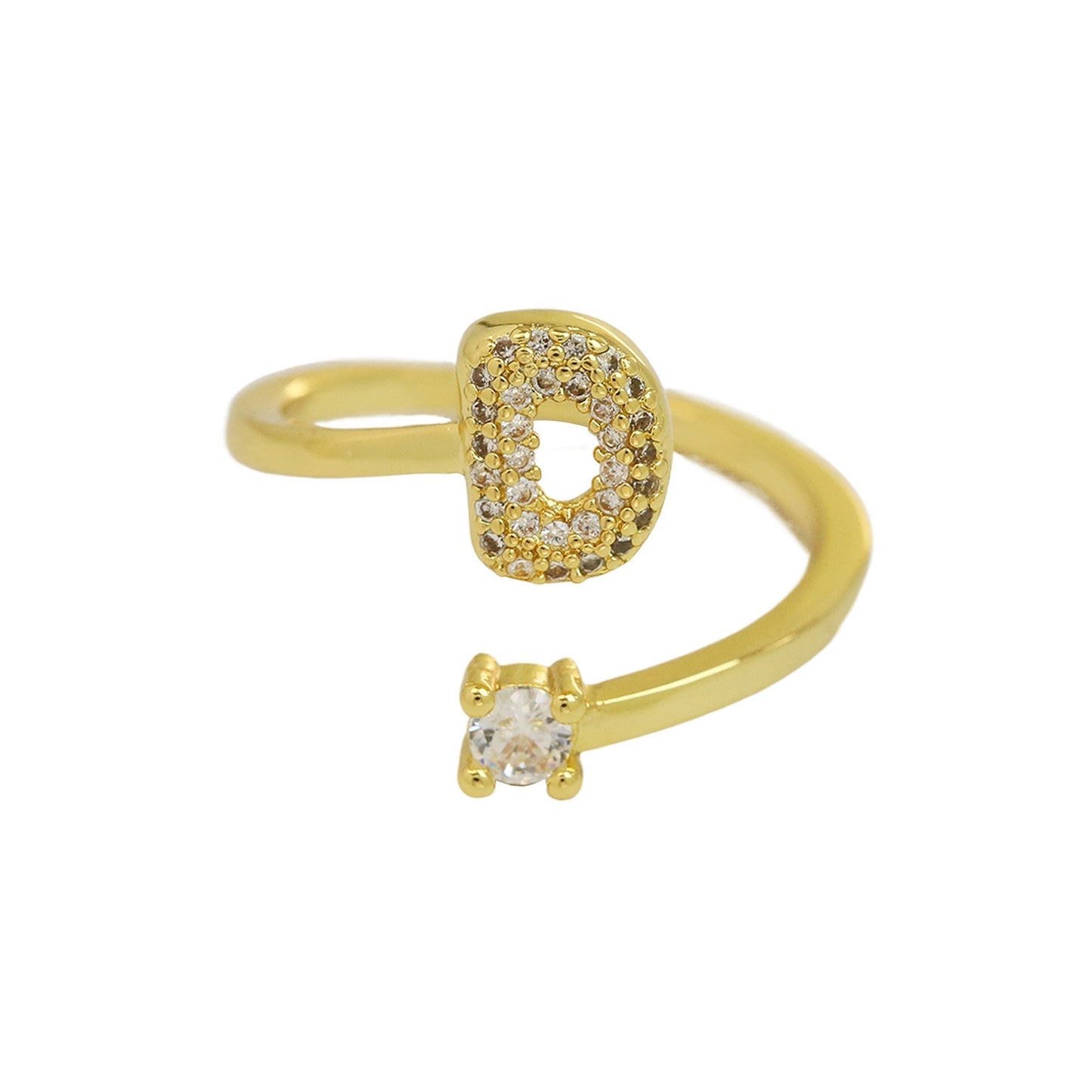 Letters A–Z Sparkling Zircon Adjustable Ring