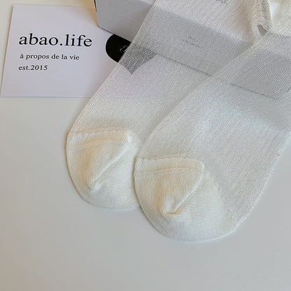 Solid Color Sheer Glass Silk Lace Socks