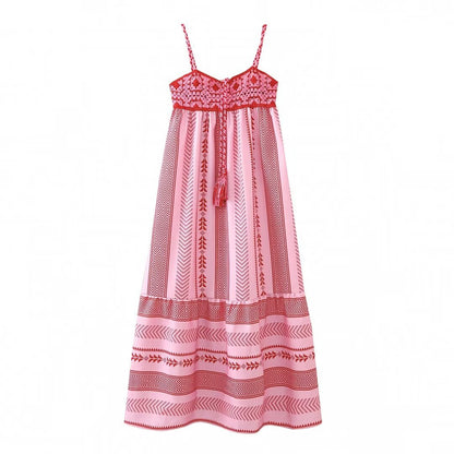 Elegant Printed String Maxi Dress