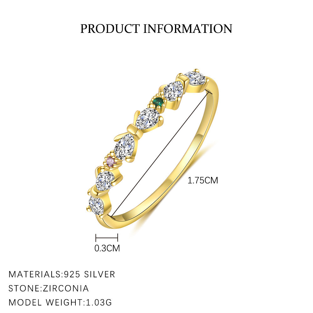 Colorful Zircon Sweet Flower Single Rings