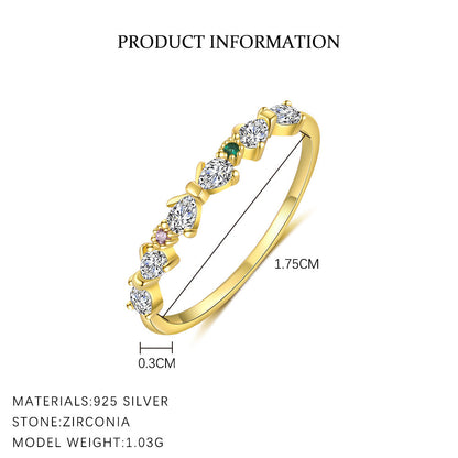 Colorful Zircon Sweet Flower Single Rings