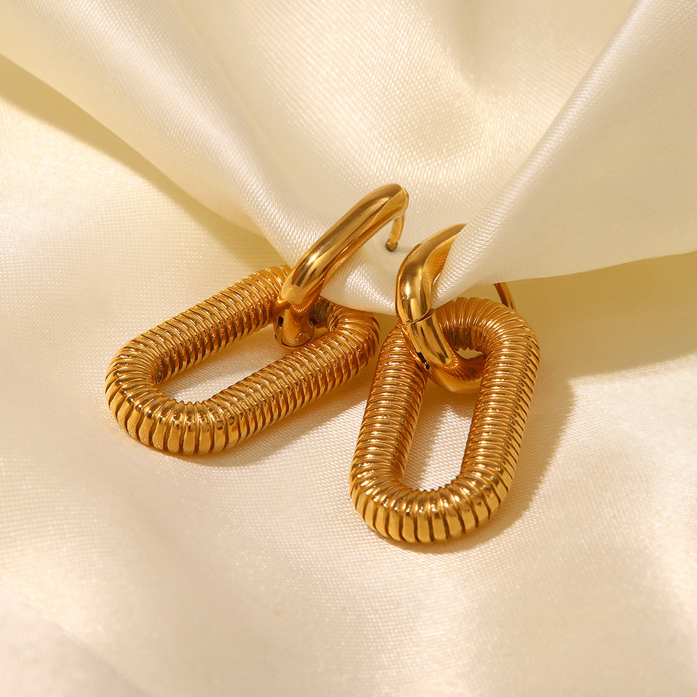 Gold Plated Stainless Steel Chain Hoop Earrings