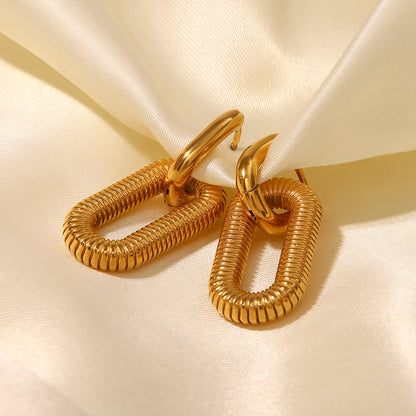 Gold Plated Stainless Steel Chain Hoop Earrings