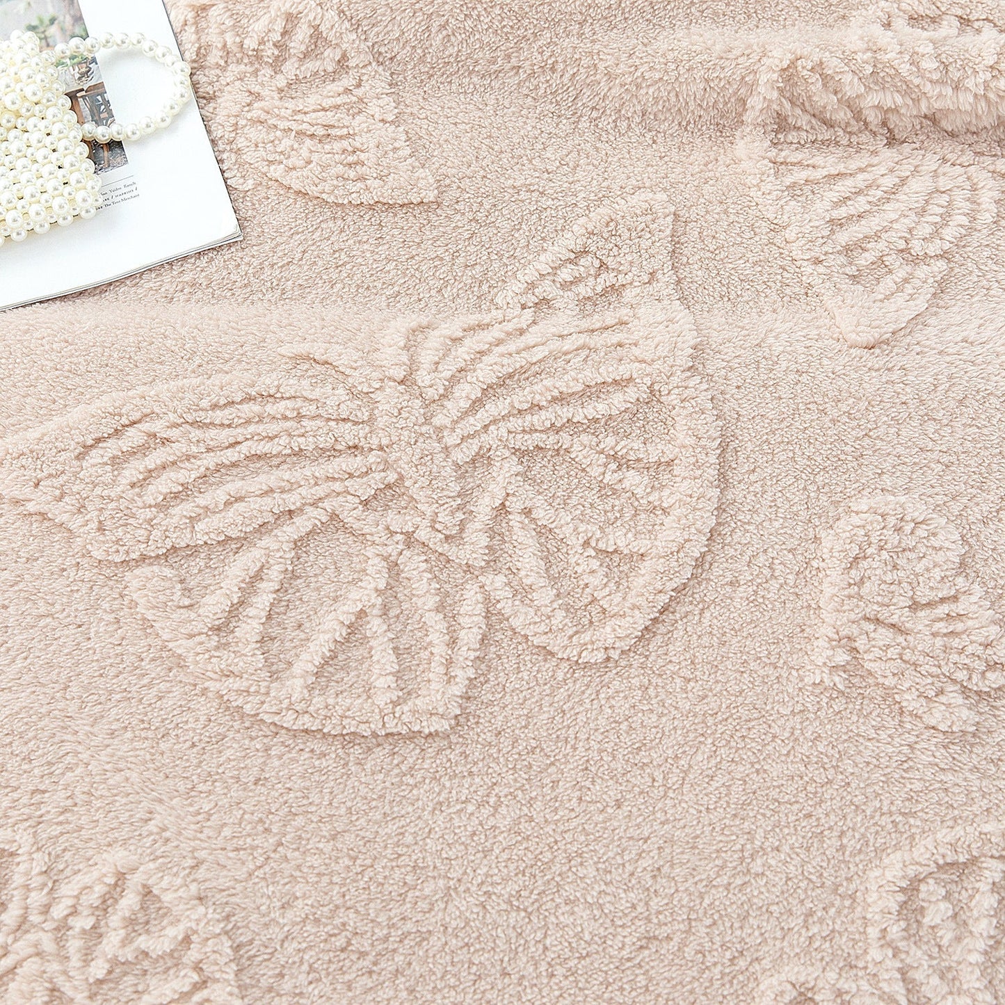 Solid Color Butterfly Jacquard Coral Fleece Blanket