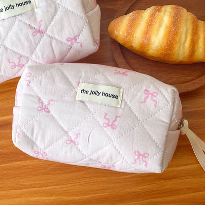 Pink Bow Large Capacity Sweet Make Up Bag