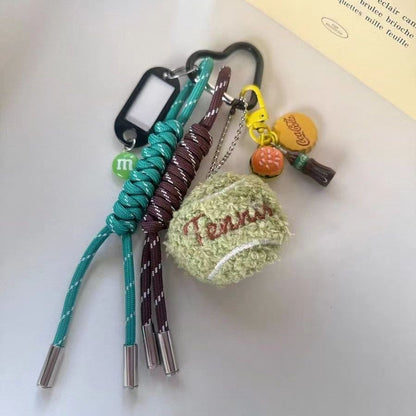 Cute Plush Tennis Braided Cord Bag Charm