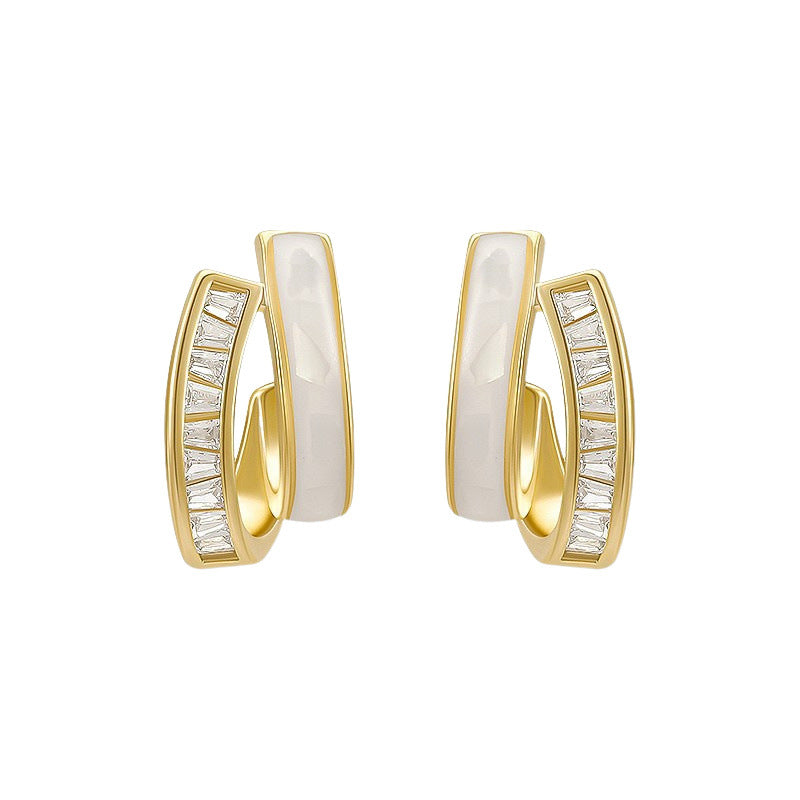 Elegant Double-Layer Rhinestone Stud Earrings