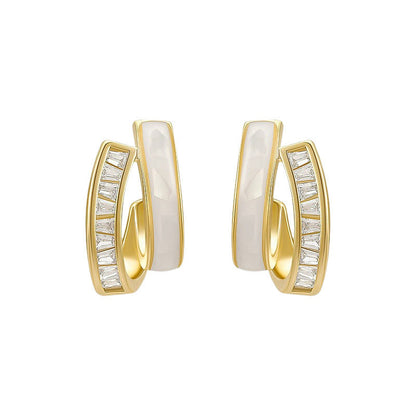 Elegant Double-Layer Rhinestone Stud Earrings