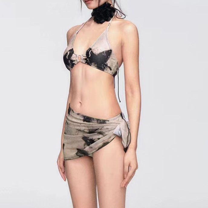 Butterfly Print Halter Bikini Sexy Swimwear