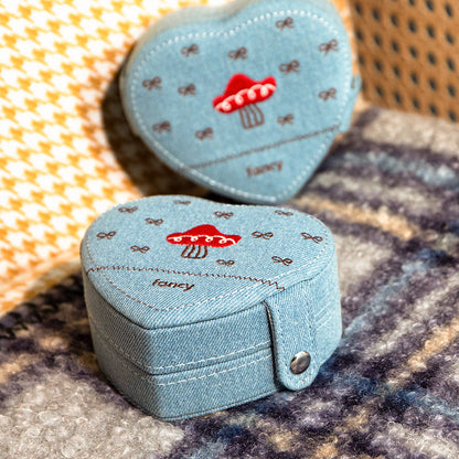 Cartoon Embroidered Portable Mini Jewelry Case