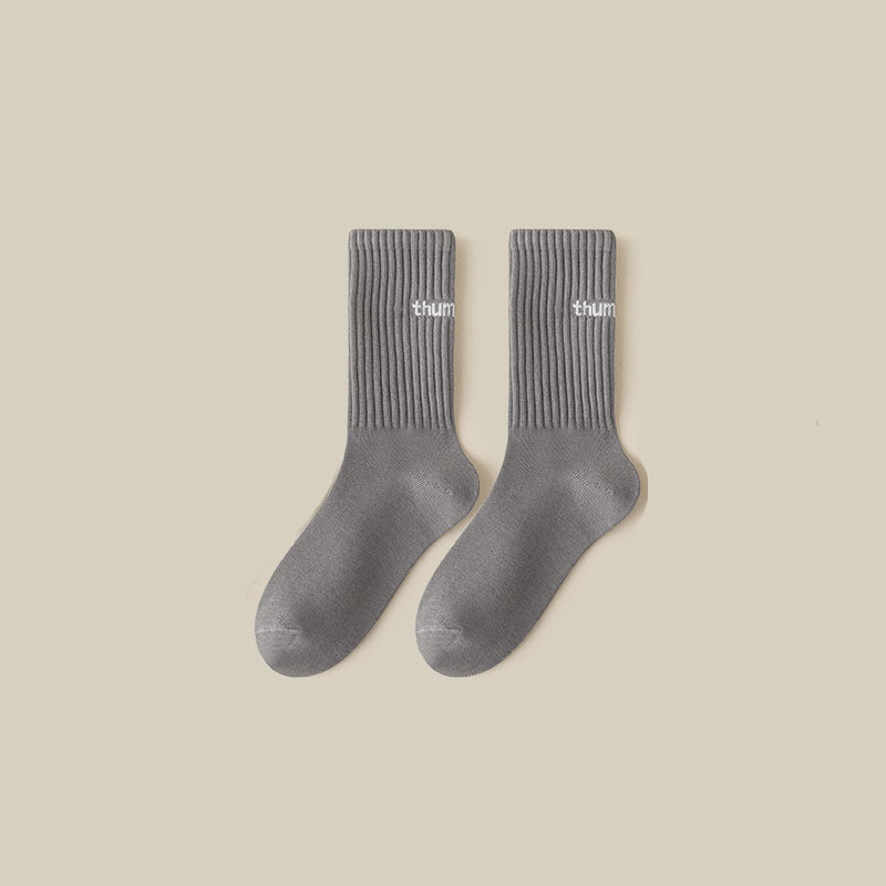 Simple Letter Solid Color Soft Socks